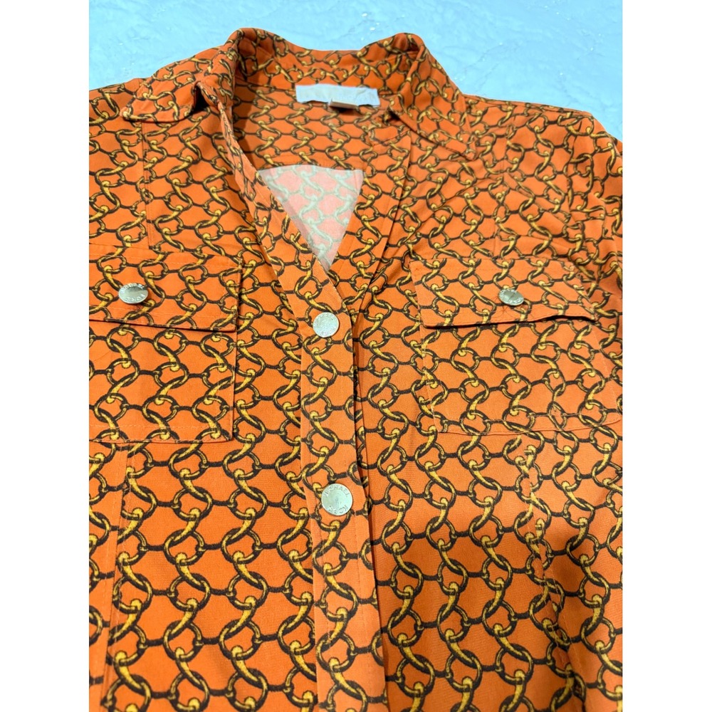Michael Kors Chain Link Print Button Front Shirt Dress XS - Picture 8 of 9
